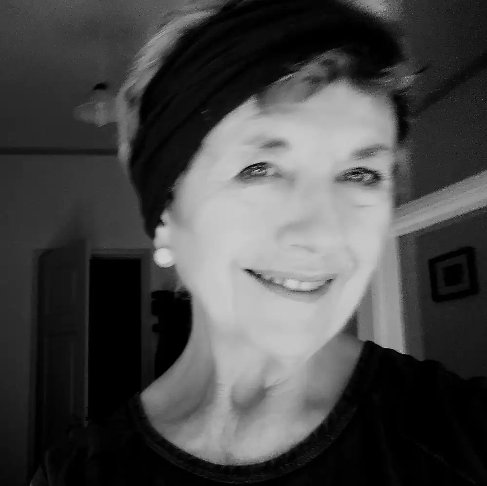 A black and white portrait of Marguerite